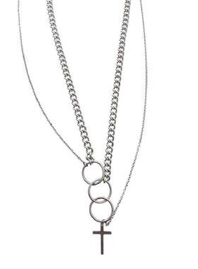 潮酷嘻哈十字架男女同款叠戴项链