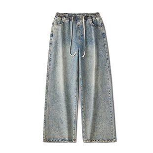 复古牛仔裤男士2026新款春秋款美式高街宽松直筒休闲男生阔腿裤子