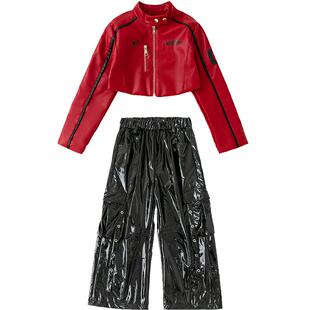 女童爵士舞潮酷儿童夹克上衣少儿jazz舞蹈表演服女孩元旦演出服装