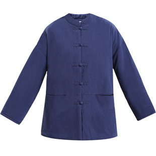 亚麻棉服外套女秋冬2025年新款加厚保暖宽松棉麻盘扣夹棉复古棉袄