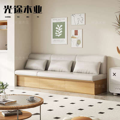 小户型高箱储物榻榻米沙发两用现代简约客厅抽拉式卡座功能沙发