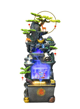 假山流水喷泉室内风水轮鱼缸造景