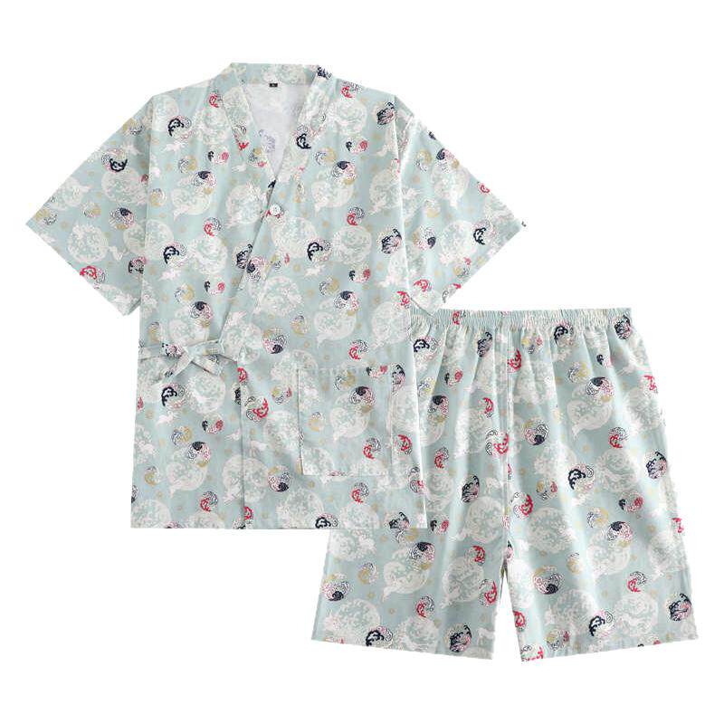 新款汗蒸服女款可爱棉麻睡衣疗服足系带服服日式清新短款洗浴桑拿