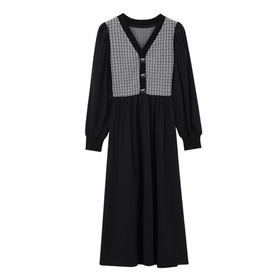 MindBridge法式优雅连衣裙V领