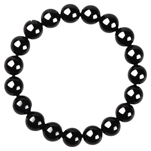 峨眉山乌金黑曜石手串素圈手链男女款新年本命年生日礼物送男友