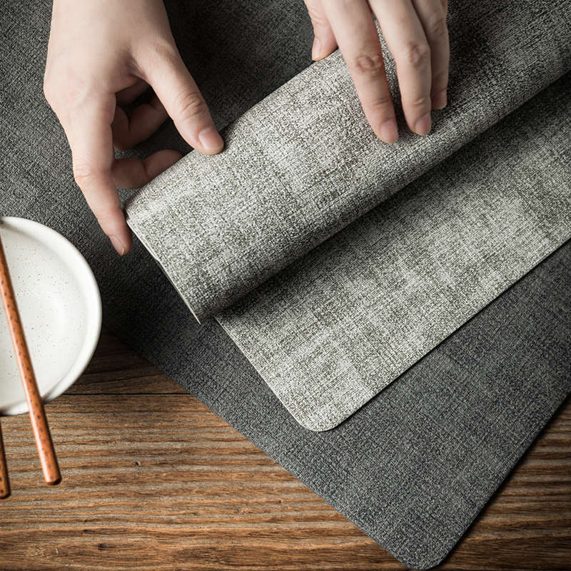 高级感日式布纹皮革餐垫家用餐厅餐桌摆台餐盘碗隔热垫盘垫杯垫