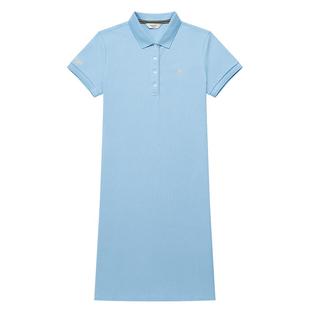 Hazzys哈吉斯时尚素色短袖POLO连衣裙女士夏季休闲通勤针织裙子