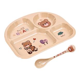 希尔小熊宝宝碗儿童餐盘分格卡通勺幼儿园食品级吃饭专用饭碗餐具