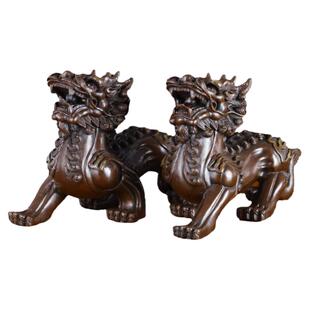 铜貔貅摆件黄铜双角貔貅客厅家居装饰招财公母一对办公室开业礼品