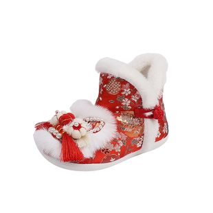 2025新款儿童国风鞋古风女童汉服鞋宝宝公主鞋非遗传承手工虎头鞋