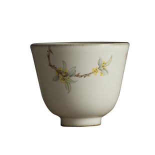 景德镇全手工陶瓷手绘桂花小茶杯文艺清新功夫茶具古朴品茗主人杯