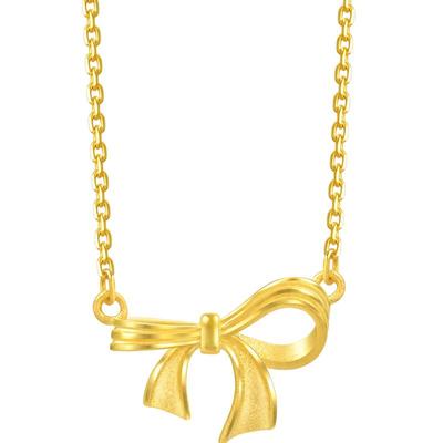 周生生珠宝黄金足金灵动蝴蝶结在逃公主项链95306N计价