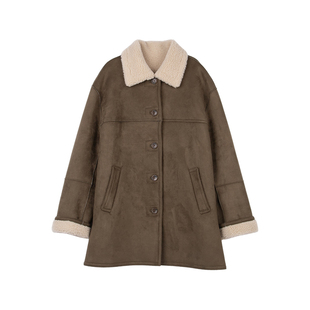 [张元英同款]ROLAROLA新品仿皮毛外套女美拉德春季保暖大衣