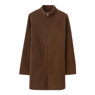 TU女装大翻领苏力羊驼毛大衣慵懒风蝙蝠袖宽松廓形毛呢外套