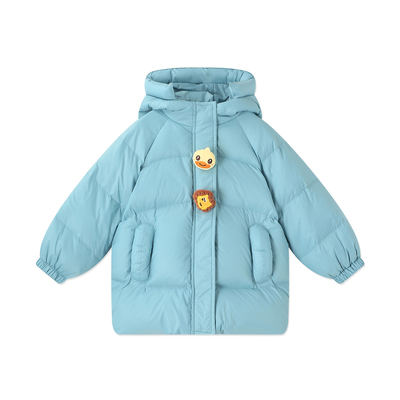 [三防蓄热]bduck小黄鸭童装男童羽绒服中长款宝宝外套儿童冬装厚