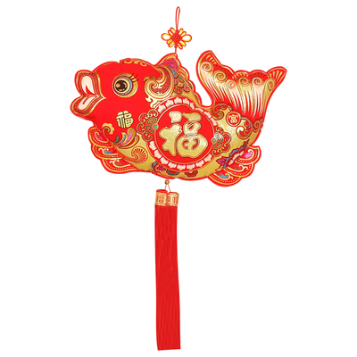 高档锦鲤送福鱼挂饰招财中国结鱼