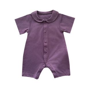 新生婴儿夏季衣服宝宝娃娃领短袖连体衣夏天洋气休闲可爱爬服夏日