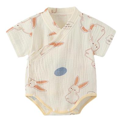 棉纱夏季宝宝短袖包屁衣婴儿睡衣