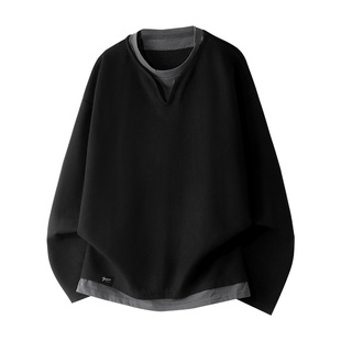 it :5cm/FIVECM黑色长袖上衣男2026春秋假两件百搭休闲体恤打底衫