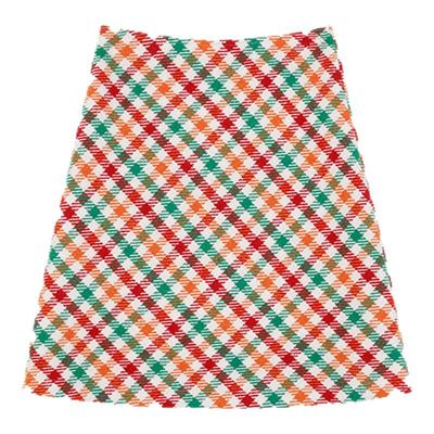 姜雯时髦复古MIU系格纹半身裙女