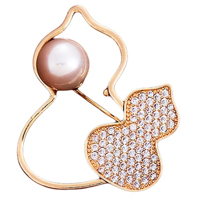金色满钻珍珠葫芦胸针高级感轻奢