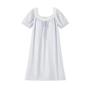 冰丝睡裙女带胸垫夏季短袖蕾丝法式宫廷风2026新款睡衣可外穿秋春