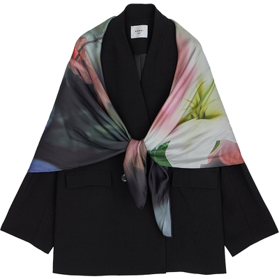 【ins博主同款】AMERI 2025春夏印花丝巾夹克外套0125106740180