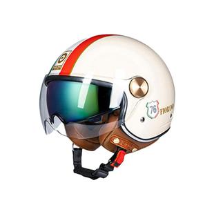 BEON双镜片摩托车头盔男女复古哈雷半盔四分之三盔四季通用3C认证