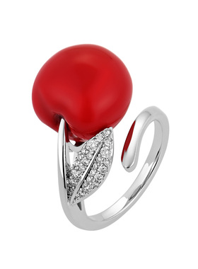 一撇一捺开口戒指樱桃戒指新年款