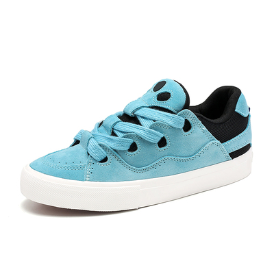 面包鞋湖水蓝翻毛皮复古帆布鞋男