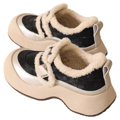 星期六厚底增高真皮玛丽珍鞋女2025冬季新款加绒保暖毛毛鞋棉鞋子