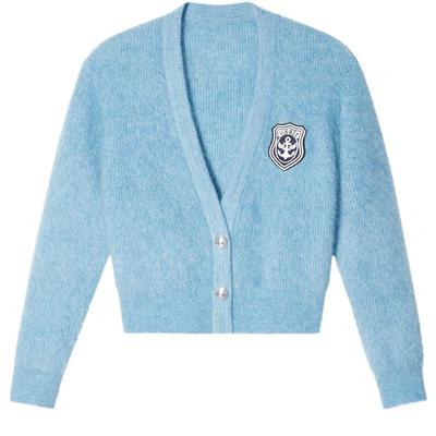 SALT.P可颜2024春v领学院风马海毛温柔慵懒感开衫毛针织衫