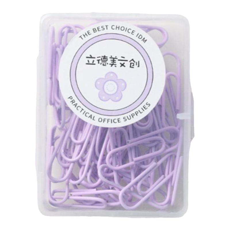 马卡龙回形针大小号彩色曲别针创意可爱书签盒装金属装订办公用品