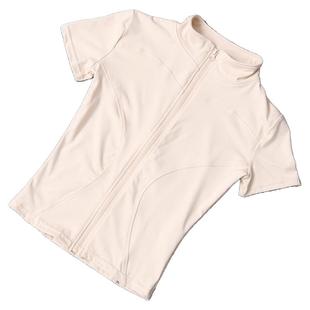 瑜伽服女紧身t恤运动短袖跑步训练普拉提立领拉链健身服外套春夏