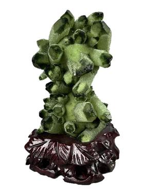 天然奇石原石头绿水晶簇萤石摆件家居会所博物馆学校科普矿物晶体