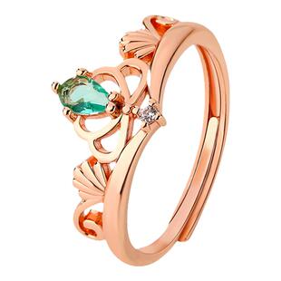 儿童戒指女童在逃公主锆石宝石开口指环可爱食指戒圈闺蜜款配饰品