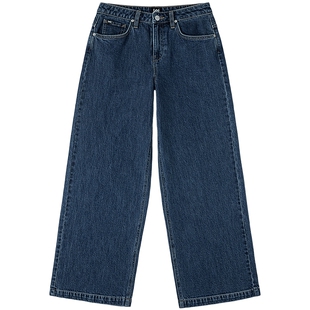 【张凌赫代言】Lee26春夏新品430超A阔腿牛仔裤中腰中深蓝女潮流