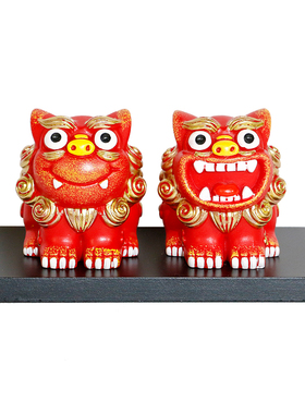 狮三百®原创瞪眼复古卡通可爱小狮子装饰手工摆件书房摆放送礼物