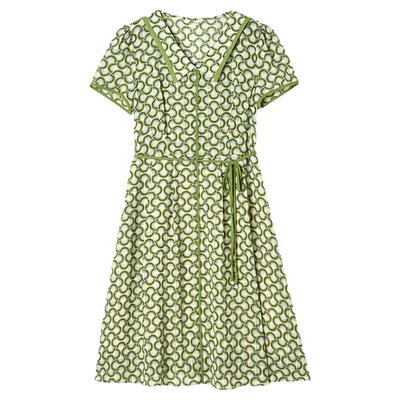 清新素雅中裙修身连衣裙