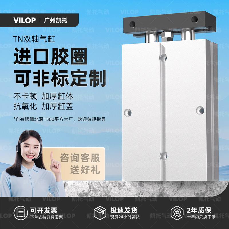 大推力双轴双杆小型气动气缸TDA25TN32/40*10-20-30-50-60-80-100