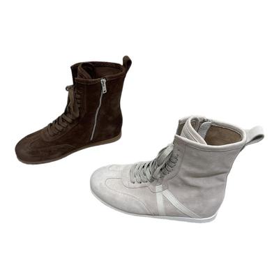 牛反绒侧拉链平底秀气马丁靴短靴