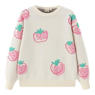 加比瑞童装 秋季新品 女童简约舒适休闲全棉套头毛衣中大童针织衫