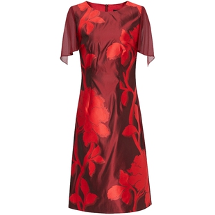 专柜正品马天奴女装夏红色桑蚕丝连衣裙裙子礼裙婚庆喜婆婆