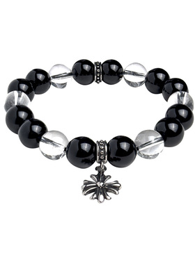 手链男生黑曜石白水晶手串高级感男款复古珠子饰品送男生生日礼物