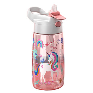 jeko夏季儿童水杯带吸管式鸭嘴杯子塑料便携上学专用tritan随手杯