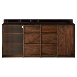 浮生记/黑胡桃木餐边柜靠墙一体储物柜子置物柜家用客厅矮柜边柜