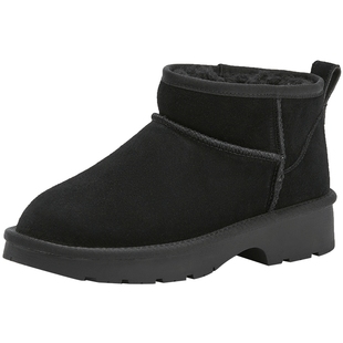 热风雪地靴2025年冬季新款女士加绒厚底棉鞋舒适百搭女鞋休闲短靴