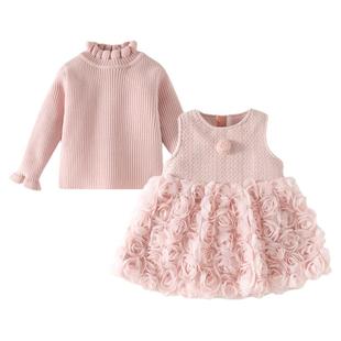 Banxidi女童连衣裙冬装2025新款儿童加绒公主裙宝宝周岁礼服冬季