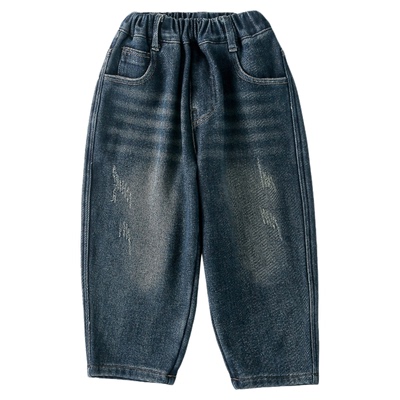 男童加绒裤子牛仔裤2025秋冬新款儿童加绒加厚一体绒冬装保暖长裤