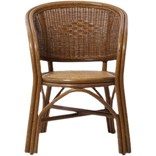 简约中式藤椅靠背椅休闲椅家用阳台单人藤编老式办公椅子超值老人